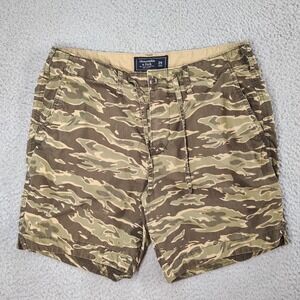 Abercrombie & Fitch Camo Shorts Mens 29 Green Flat Front Pockets Chino